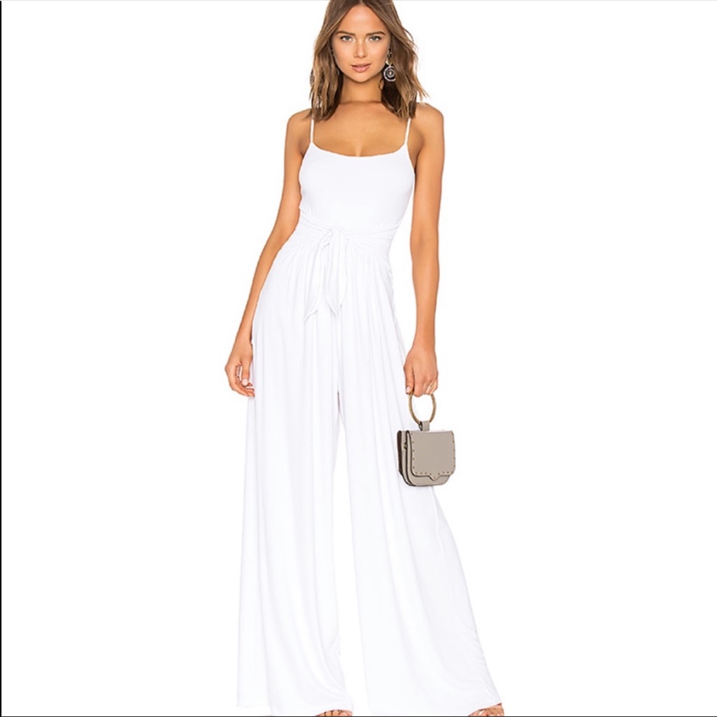 Susana Monaco Wide Leg Jumpsuit Xs Tie Sugar White